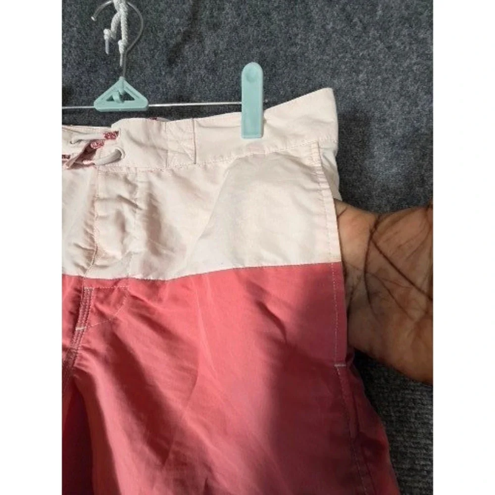 Armani Exchange Mens Pink‎ Colorblock Board Shorts Swim Trunks Logo Size 34